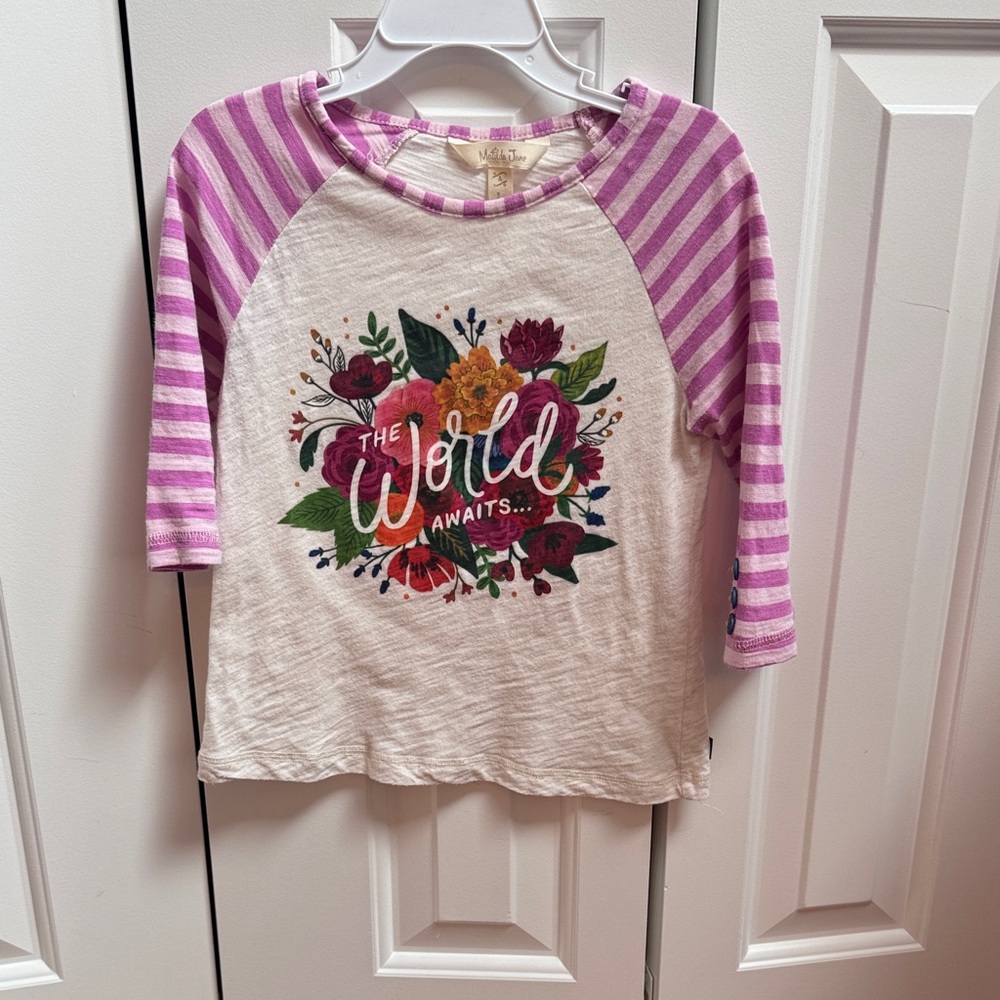 Matilda Jane Pink and Cream Floral Raglan Tee